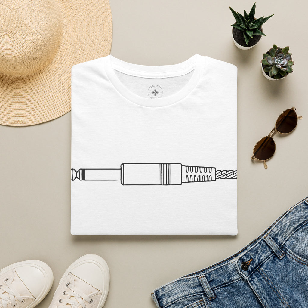 Minimalist Guitar/Audio Jack Line Art Tee (#241)