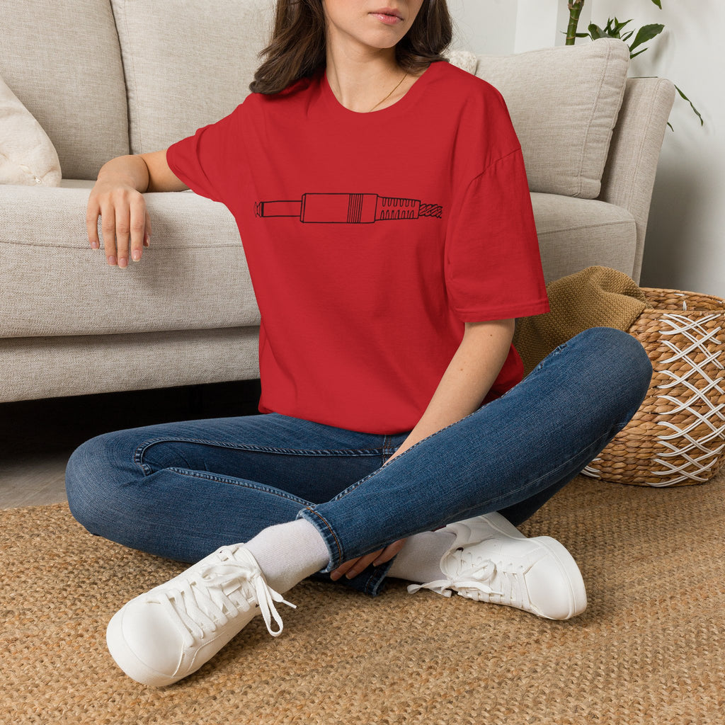 Minimalist Guitar/Audio Jack Line Art Tee (#241)