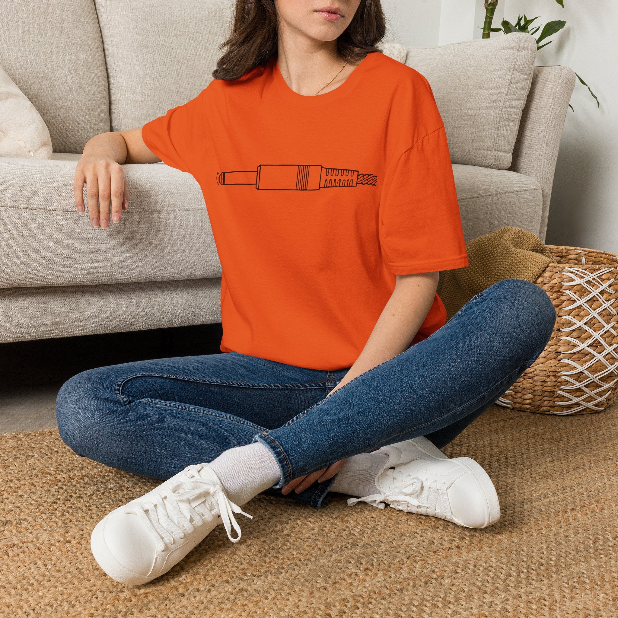 Minimalist Guitar/Audio Jack Line Art Tee (#241)