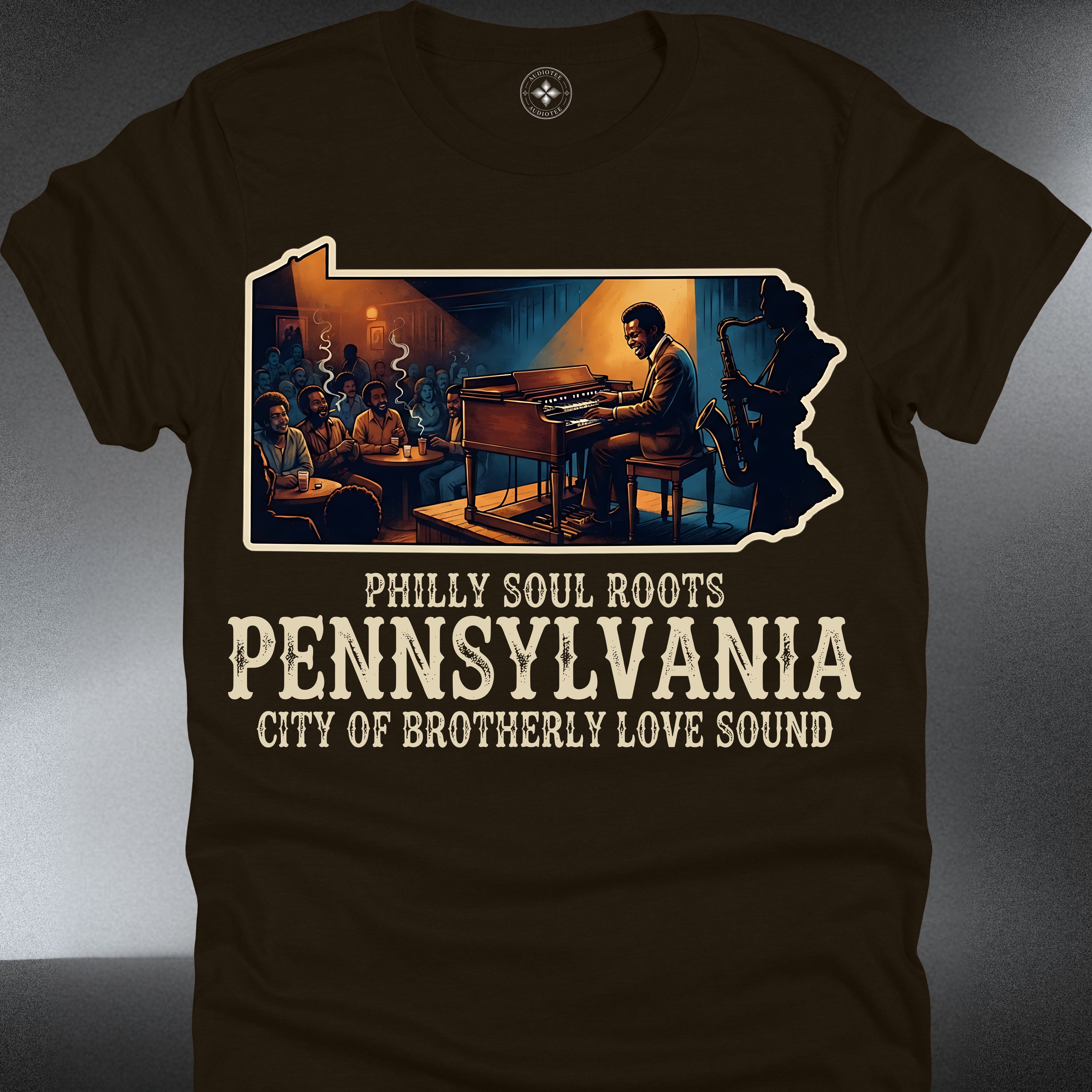 Pennsylvania Soul Roots T-Shirt — Live Jazz Piano State Silhouette(#207)
