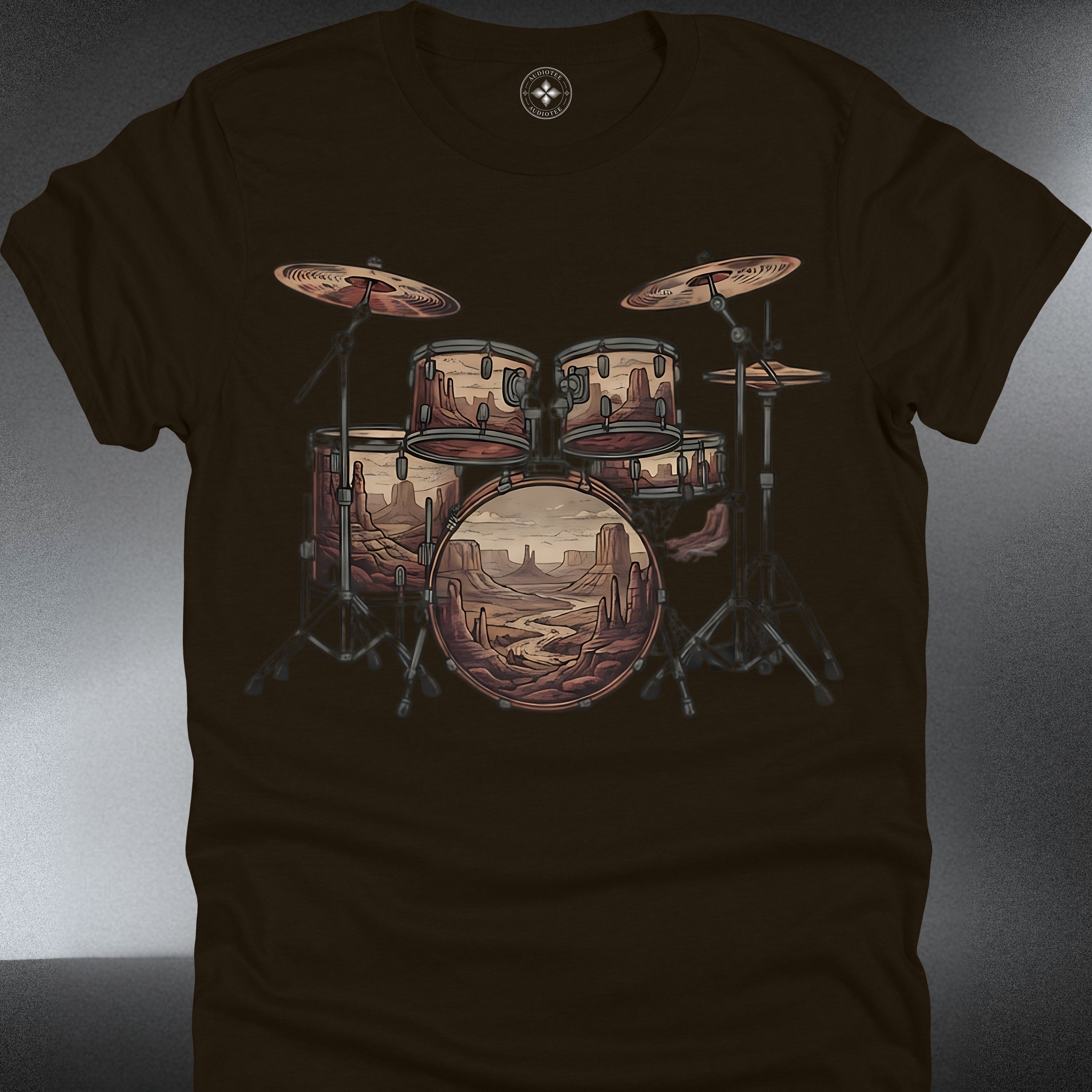 Vintage Sunset Drumset Tee for Musicians & Music Lovers (#248)