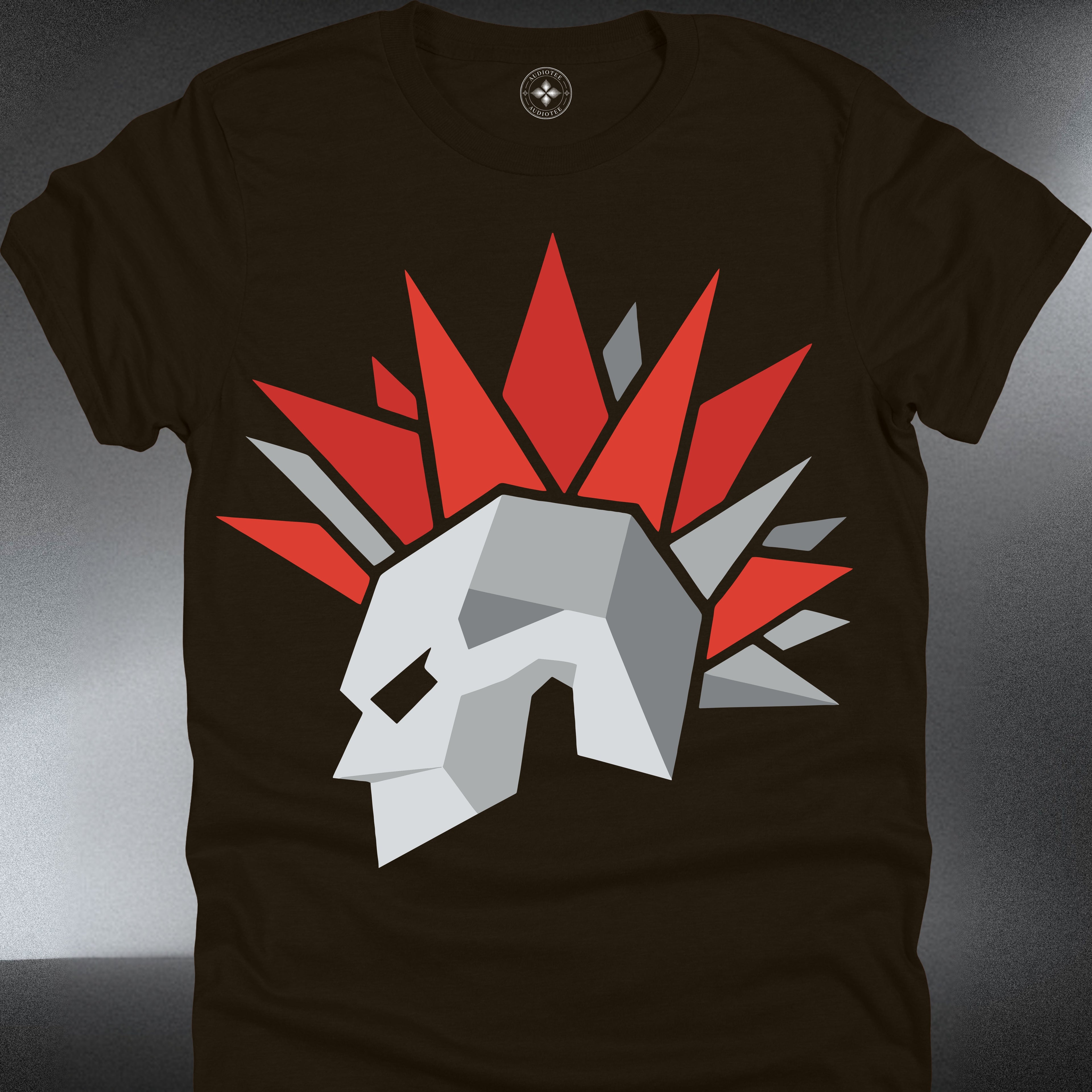 Skull Mohawk  — Punk Rock Graphic Tee with Red Spikes (#184)