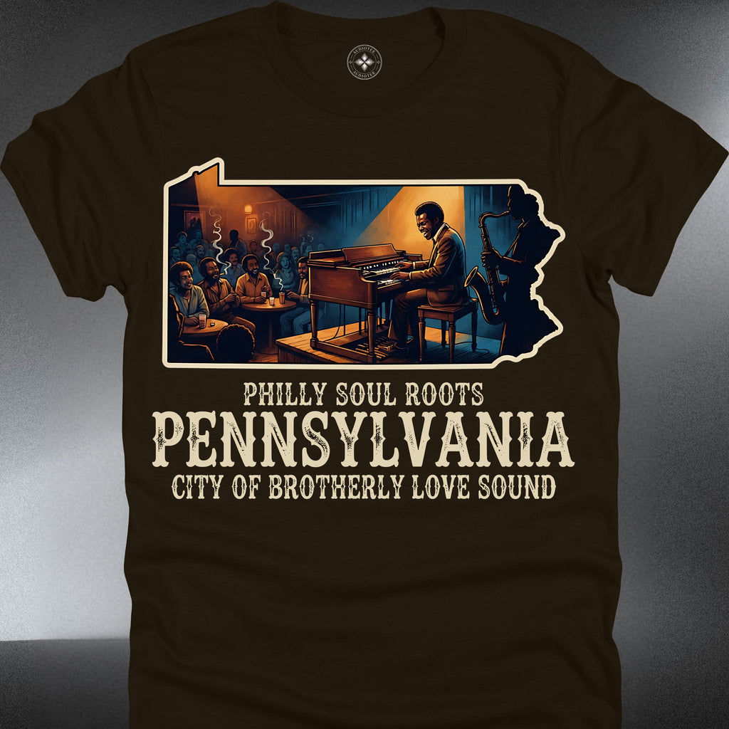 Pennsylvania Soul Roots T-Shirt — Live Jazz Piano State Silhouette(#207)