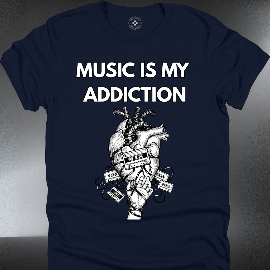 Music Is My Addiction — Anatomical Heart Music Lover Tee (#194)