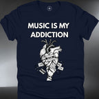 Music Is My Addiction — Anatomical Heart Music Lover Tee (#194)