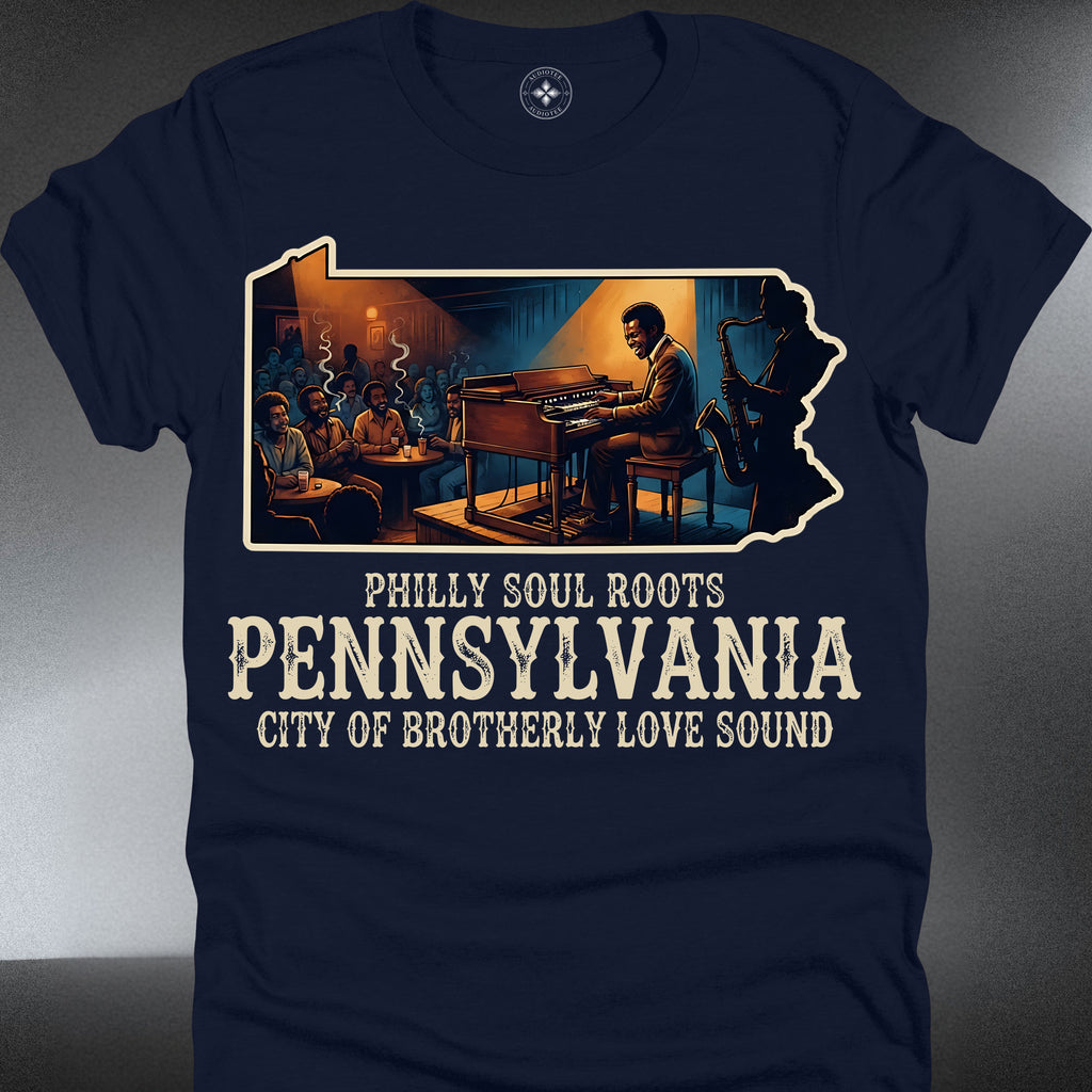 Pennsylvania Soul Roots T-Shirt — Live Jazz Piano State Silhouette(#207)