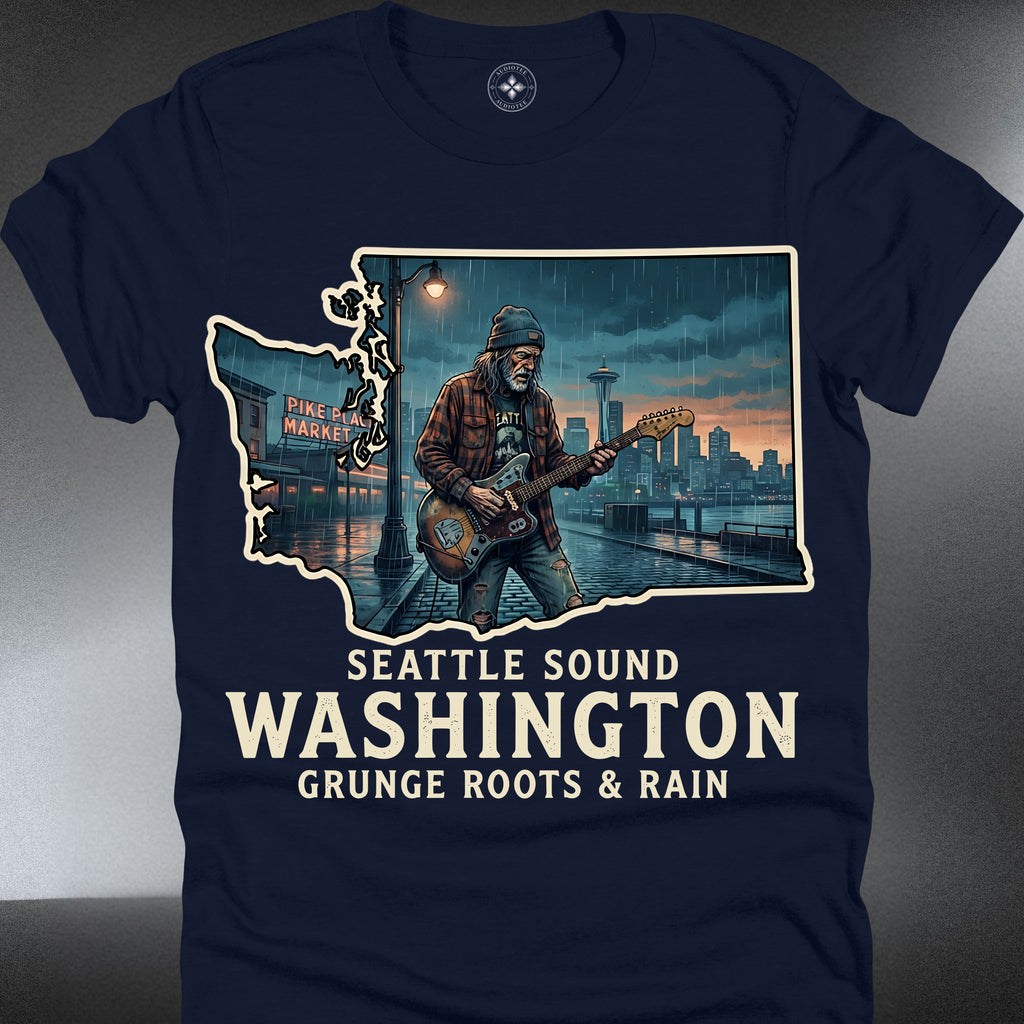 Seattle Grunge — 'Seattle Sound Washington: Grunge Roots & Rain' Guitarist Design (#209)