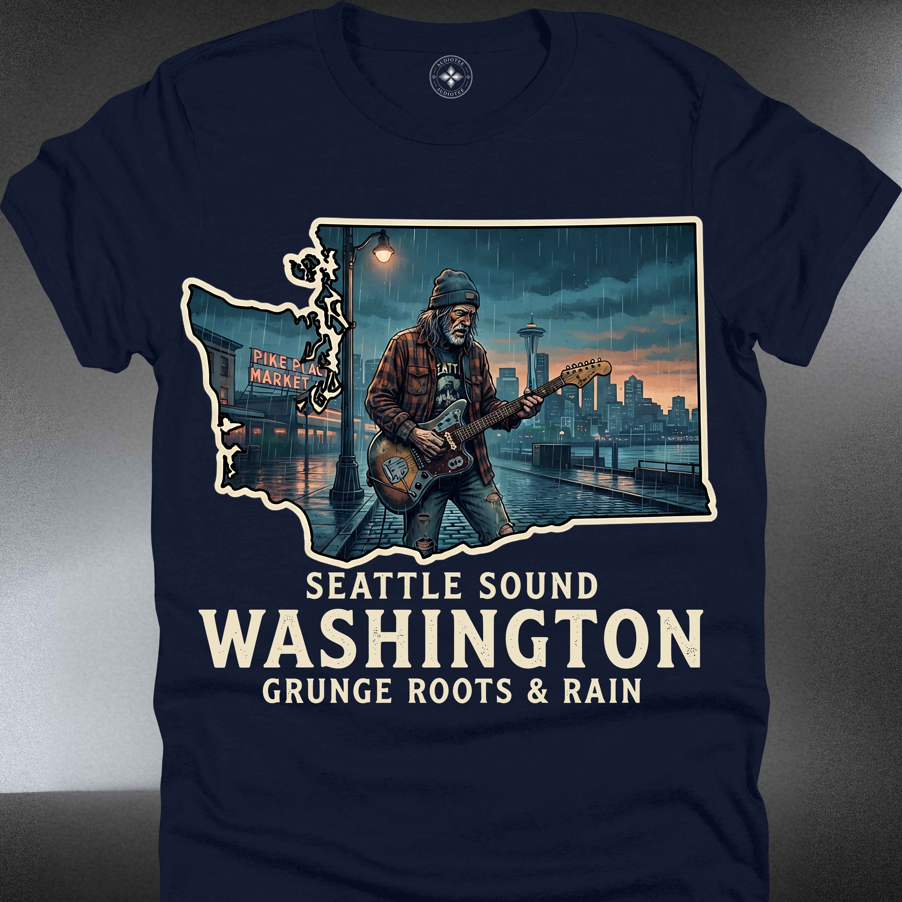 Seattle Grunge — 'Seattle Sound Washington: Grunge Roots & Rain' Guitarist Design (#209)