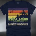 Haunted Soundwaves T-Shirt — Retro Halloween Haunted House Design (#228)