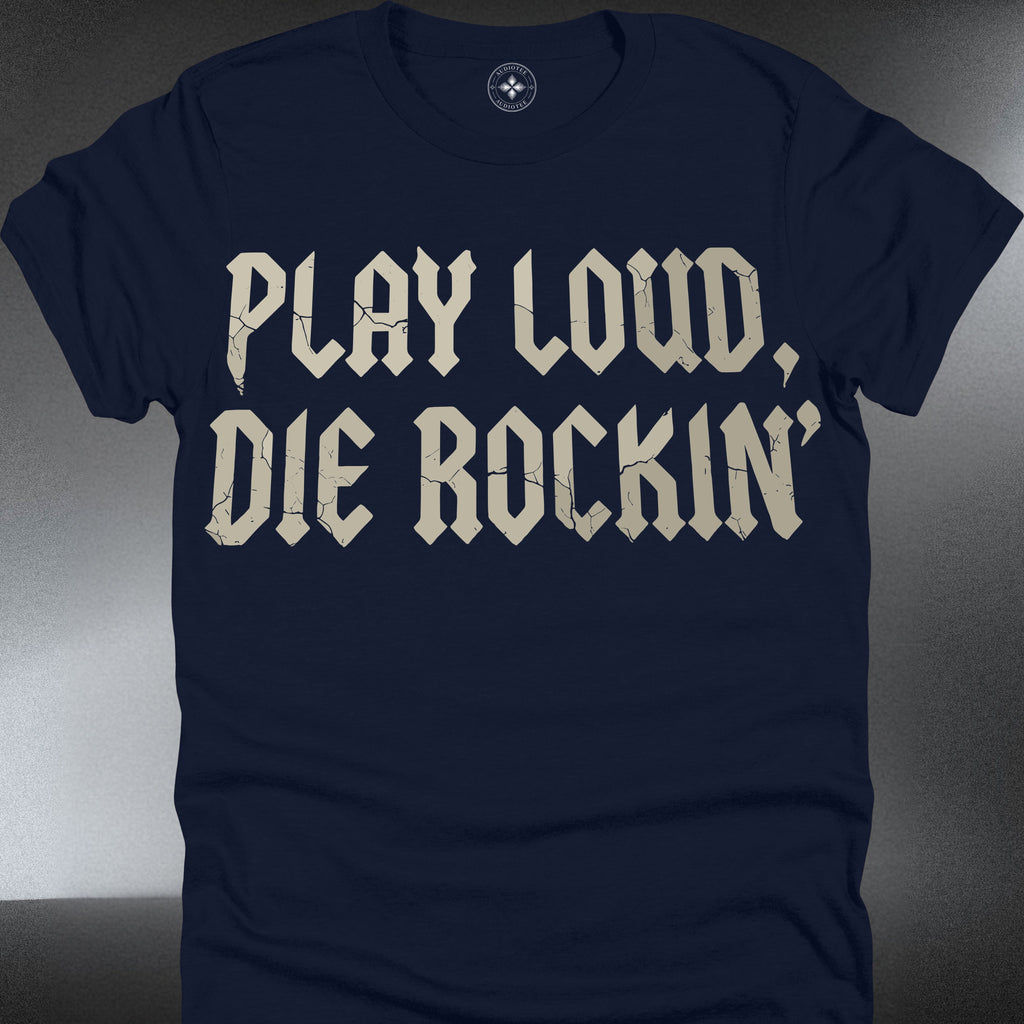 Rock Band Tee — "Play Loud, Die Rockin'" Vintage Graphic (#235)