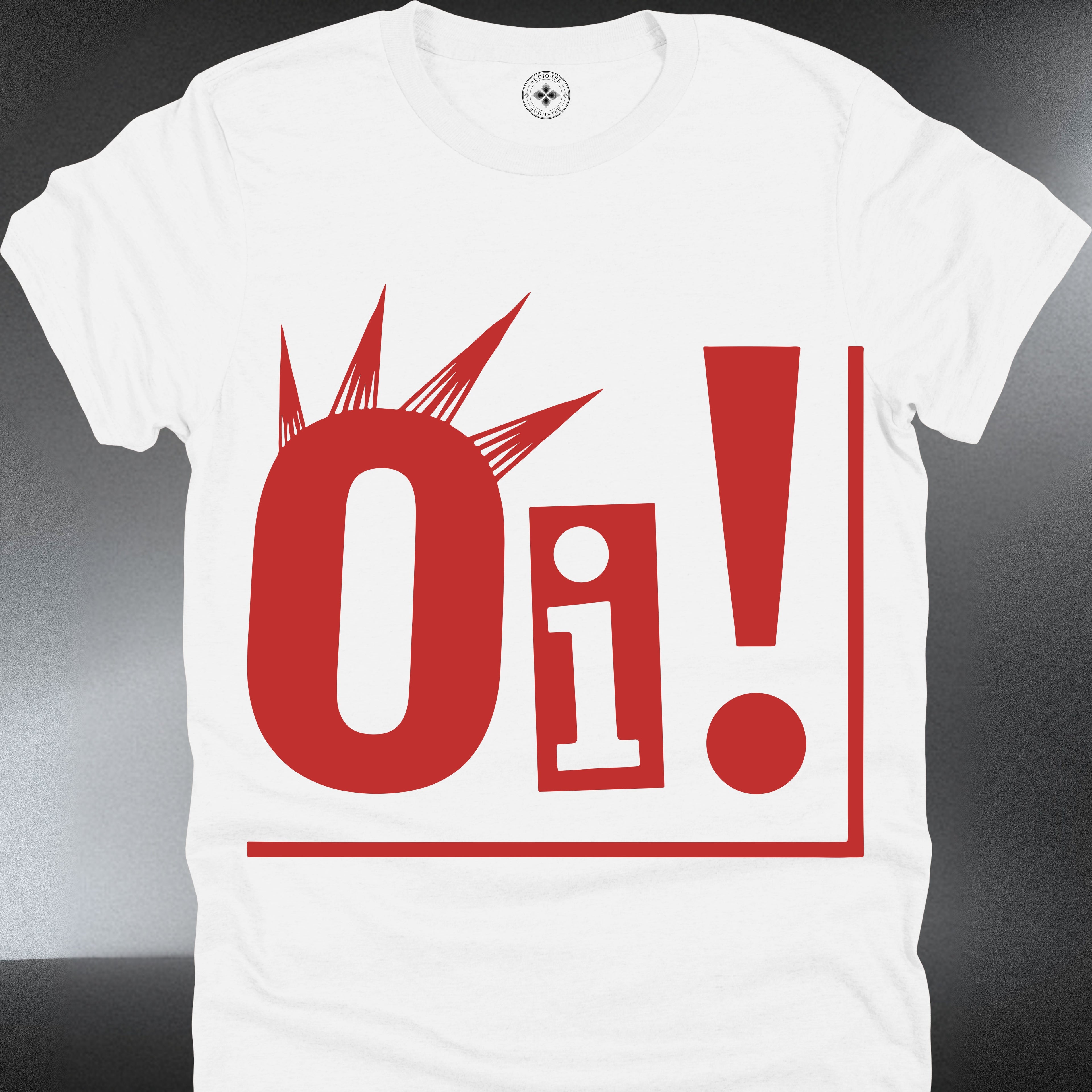 Oi! Graphic — Bold Red Retro Statement Punk Tee (#183)